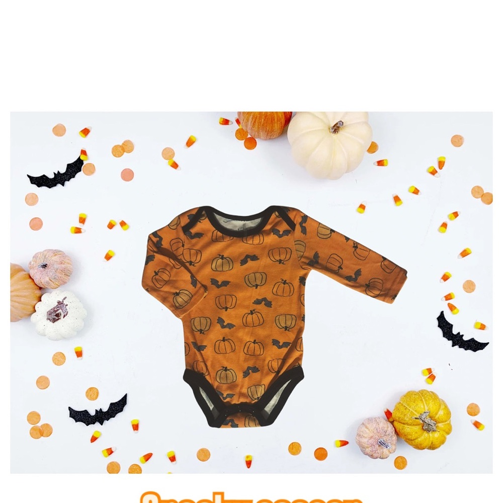Pumpkin Print Long Sleeve Baby Onesie